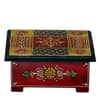 Desert Art MDF Hand Painted Red Tea Coaster Set with 6 Coasters and Holder