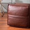 Cube Collection Dark Brown Faux Leather Pouf Ottoman