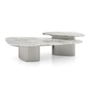 Leyton Metal Coffee Table In Fantasy Grey Marble And Chrome Finish Base