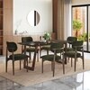 Adria Copa Cabana Black Stone 6 Seater Dinning Table With 6  Ollie Dining Chairs (Finish : Copa Cabana, Chair Colour : Deep Olive Velvet)