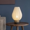 Olive Off White Table Lamp With Black Iron Base