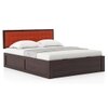 Florence Queen Size Solid Wood Hydraulic Storage Bed In Mahogany Finish & Lava Colour