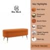 Doe Buck Luxury Boucle Storage Bench in Rust Colour with Gold Tipped Legs