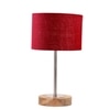 Devansh Maroon Jute Table Lamp With G Natural  Wood Base  & Steel Pipe -(7X17 Inches)-12
