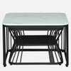 Novus Square Metal Nesting Coffee Table Set Black Finish White Porcelain Top Set Of 2