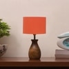Devansh Orange Cotton Table Lamp With  Wood Natural Base (7X13 Inches)-5