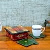 Desert Art MDF Hand Painted Red Tea Coaster Set with 6 Coasters and Holder