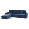 Apollo Sofa (Colour : Lapis Blue, Cushion : Hard, Back Type : High Back, Seating Capacity : Left Aligned 3 Seater + Left Aligned Chaise + Ottoman)