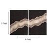 Abstract Black Natural Wool Wall Art 2 Panel Set 4 x 2 Feet