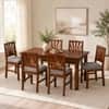 Globally Indian Vedika Solid Sheesham Wood 6 Seater Dining Table Set 6 Chairs Grey