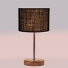 Devansh Black  Jute   Table Lamp With  Natural  Wood Base  & Steel Pipe (7X17 Inches)-17