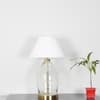 ELVORA Diamond Cut Clear Glass Table Lamp with Brass Base