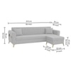 Daraco Velvet L shape 5 Seater Sofa in Grey Color