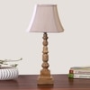 Devansh Off-White Cotton Vintage  Lamp With Wood Base (12X8X24)