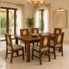 Globally Indian Bastien Solid Sheesham Wood 6 Seater Dining Table Set 6 Chairs Grey