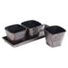 Metal Table Planters With Tray Set Of 4 In Copper And Black Colour