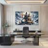 The Castle Decor Lord Shiva Wall Painting Design 5 Wooden Framed 27x48 Inch (Style 2)