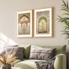Mughal Jharokha Set of 2 Framed Posters Peacock Floral Art 45x60 cm