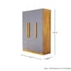 Hexa Red Wooden 3 Door Wardrobe with 2 Drawers and Hanging Space in Giant Wood and Slate Grey Colour
