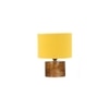 Corinna Yellow cotton table lamp with Natural Wood Base
