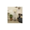 Angular Beige Jute Floor Lamp with Beige Jute Base