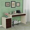 Eskada Study Desk cum Printer Table with 4 Handle Less Drawers in Ivory Coffee Walnut Colour