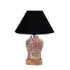 Devansh Conical Black Cotton Shade Lamp With Wood & Mosaic Glass Base For Decoration/Office/Home/Gifting/Study For Decoration/Office/Home/Gifting/Study -(10X10X14.5) Inches -A