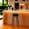 Doe Buck Tufted Counter Height Bar Stool in Green Colour with Gold Footrest