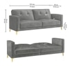 Novelle 3 Seater Velvet Sofa Cum Bed in Grey colour