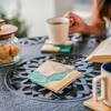 Ireka Home Blue Wave Wood and Resin Coaster Set – Set of 4