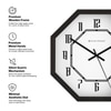 Measured Moments Octagon Wall Clock with Typographic Dial