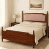 Camille Solid Wood Box Storage Queen Bed in Provincial Teak Finish with Pink Colour