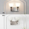 Minimal 2 Light Metal Nickel Finish Wall Light With Frosted White Glass