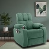 Helios One Seater Fabric Motorized Recliner with Cup Holder in Green Colour