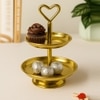Metalsmith Two Tier Serveware Stand with Heart Handle Gold Finish