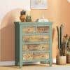 Avelin Chest of Drawer-Finish- Sage green with Burnt mango - Metal Channel