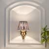 Soho Brass Single Shade Wall Light with Natural Linen Shade