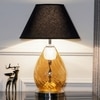 Decade Glass and Metal Table Lamp With Black Cotton Shade