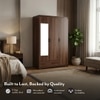 Hilton 3 Door 3 Drawer Wardrobe With Mirror and Lock in Chestnut Acacia Finish