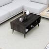 Hexa Engineered Wood Coffee Table With Storage And Open Rack In Flower Wenge