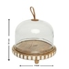 Ireka Homes Dessert Deck Acacia Wood Cake Stand with Glass Dome