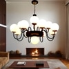 Eliante White Chandelier, 13-Light, Mild Steel Frame With Glass Shades, Modern Ceiling Lighting