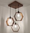 Hexagram Brown Solid Wood Cluster Hanging Light