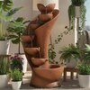 Orange Fiber Glass 7 Stacked Chalice Water Fountain