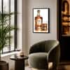 The Castle Decor Whiskey Bottle Glass Wall Art Framed Painting 14x20 Inch
