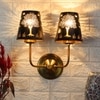 Devansh Metal Electric Wall Light in Gold Colour with Black Shade Count of 2 Lights
