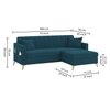 Convil Velvet L Shape 4 Seater Sofa in T Blue Color