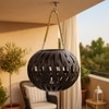 Luxe Home Hanging Bamboo Lantern with Handle or Glass Jar - 2023-241- Cocoa ( 27x36x36 cm )