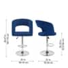 Doe Buck Adjustable Upholstered Bar Stool in Blue Colour with Chrome Base