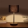 Devansh Black Cotton Table Lamp With  Natural  Wood Base  & Steel Pipe (7X17 Inches)-3